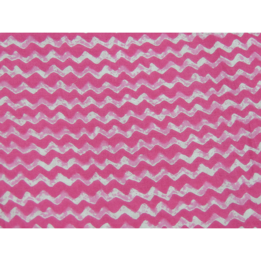 Gajar Pink Colour Zig Zag Print On Cotton Mal Fabric