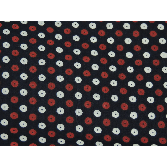 Black Colour Polka Dot Print On Cotton Fabric