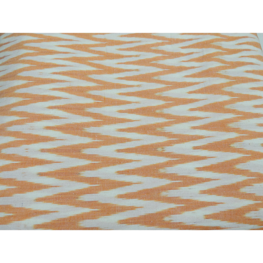 Orange Cotton Ikat Weave Fabric