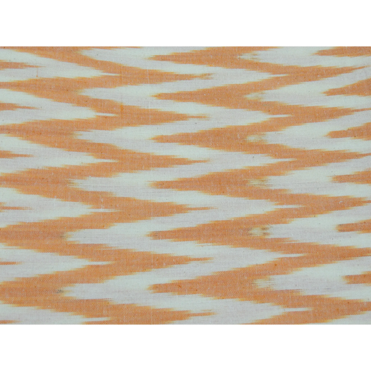 Orange Cotton Ikat Weave Fabric