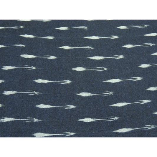 Navy Blue Cotton Ikat Weave Fabric