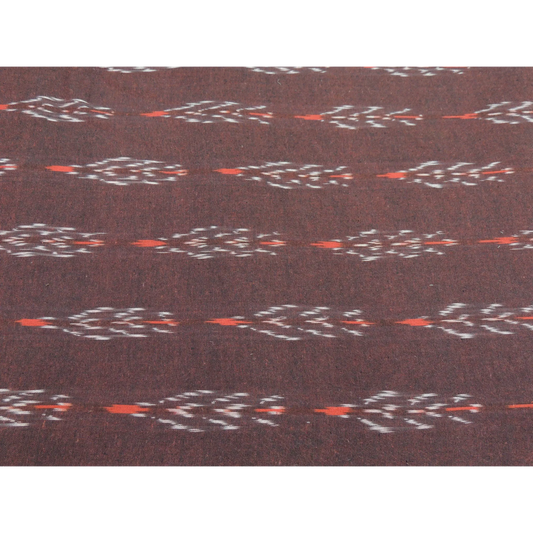 Maroon Cotton Ikat Weave Fabric