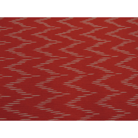 Red Zig Zag Cotton Ikat Weave Fabric
