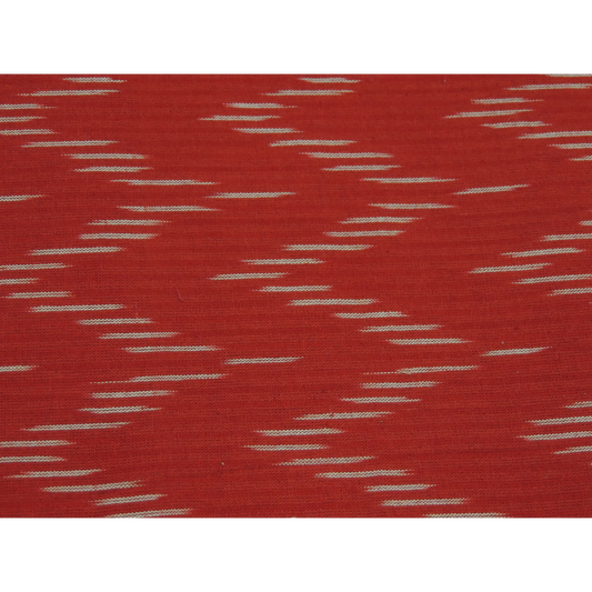 Red Zig Zag Cotton Ikat Weave Fabric