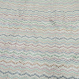 Multi Colour All Over Zig zag Mirror Work Embroidery On White Dyeable Dola Silk Fabric