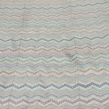 Multi Colour All Over Zig zag Mirror Work Embroidery On White Dyeable Dola Silk Fabric