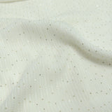 All Over Lining Sequins Work Embroidery On White Dyeable Georgette Fabric