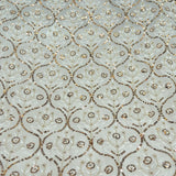 Sequins Work Embroidery On White Dyeable Georgette Fabric With Daman Border