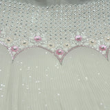 All Over Sequins Work Embroidery On White Dyeable Georgette Fabric With Floral Cut Work Border