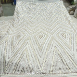 All Over Sequins Work Embroidery On White Dyeable Georgette Fabric