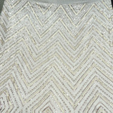 All Over Sequins Work Embroidery On White Dyeable Georgette Fabric