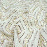 All Over Sequins Work Embroidery On White Dyeable Georgette Fabric