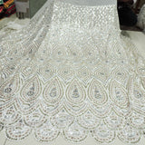 All Over Sequins Cut Work Embroidery On White Dyeable Georgette Fabric