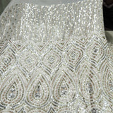 All Over Sequins Cut Work Embroidery On White Dyeable Georgette Fabric