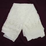 Zari Work Dupatta On White Dyeable Georgette Fabric
