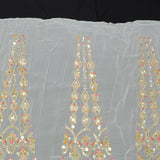 Multi Color Mirror Work Kali On White Dyeable Georgette Fabric