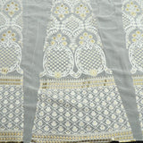 Sequins Thread Work Kali On White Dyeable Georgette Fabric