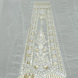 Sequins Thread Work Kali On White Dyeable Georgette Fabric