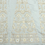 Mukaish Work Kali On White Dyeable Russian Silk Fabric