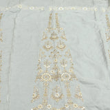 Mukaish Work Kali On White Dyeable Russian Silk Fabric