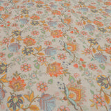 Cream Floral Digital Print On Cotton Linen Fabric