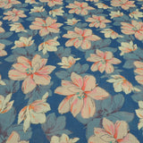 Navy Blue Floral Digital Print On Cotton Linen Fabric