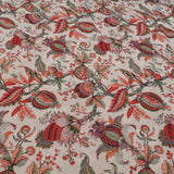 Off White Floral Digital Print On Muslin Fabric