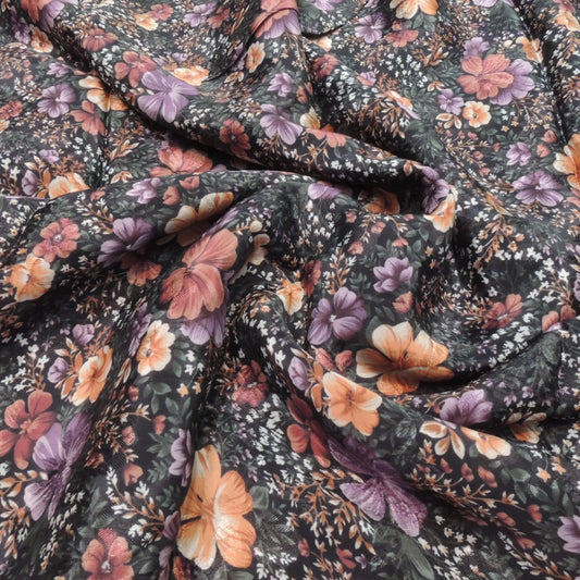 Floral Digital Print Jacquard Viscose Crepe Fabric