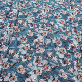 Turquoise Floral Digital Print Jacquard Viscose Crepe Fabric