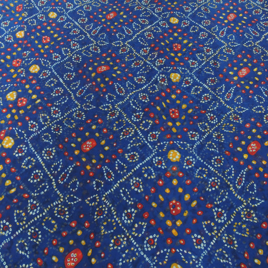 Blue Bandhani Georgette Printed Fabric