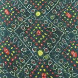 Bottle Green Bandhani Georgette Printed Fabric