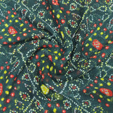 Bottle Green Bandhani Georgette Printed Fabric