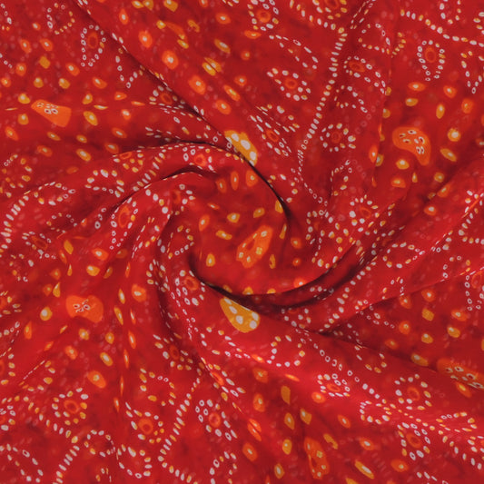 Dark Maroon Colour Bandhani Georgette Printed Fabric