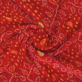 Dark Maroon Colour Bandhani Georgette Printed Fabric