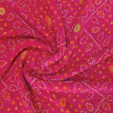 Pink Colour Bandhani Georgette Printed Fabric