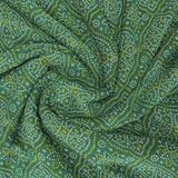 Green Colour Bandhani Georgette Printed Fabric