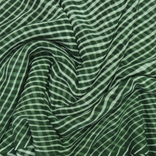 Green Colour Leheriya Georgette Printed Fabric