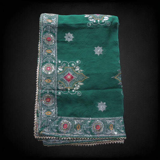 Green Embellished Vintage Dupatta