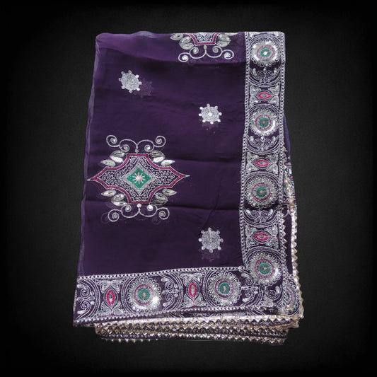 Purple Embellished Vintage Dupatta