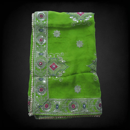 Green Embellished Vintage Dupatta