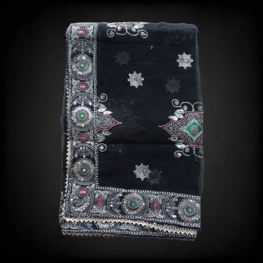 Black Embellished Vintage Dupatta