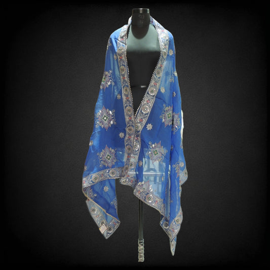Blue Embellished Vintage Dupatta
