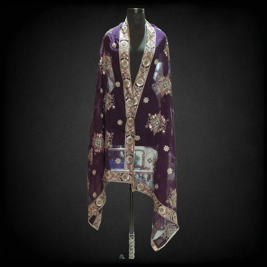 Purple Embellished Vintage Dupatta