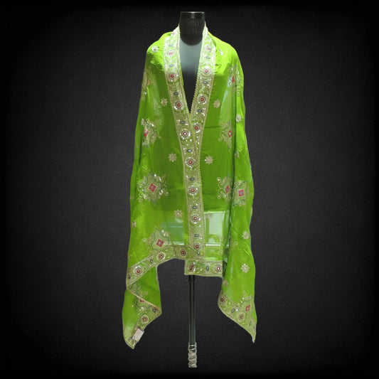 Green Embellished Vintage Dupatta