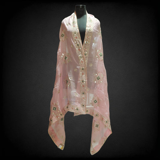 Light Pink Embellished Vintage Dupatta