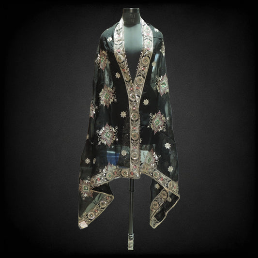 Black Embellished Vintage Dupatta
