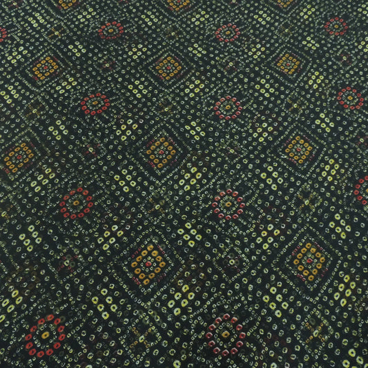 Black Bandhani Georgette Printed Fabric