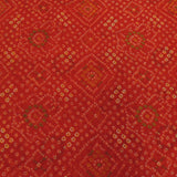 Red Bandhani Georgette Printed Fabric