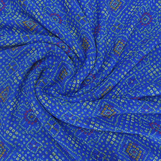 Blue Colour Bandhani Georgette Printed Fabric