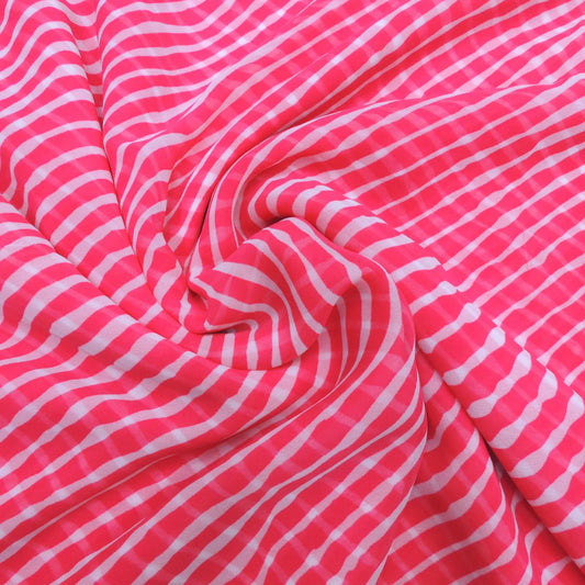Baby Pink Colour Leheriya Georgette Printed Fabric